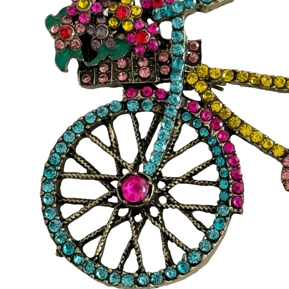 CRYSTAL  BICYCLE BROOCH PIN - Picture 3 of 5